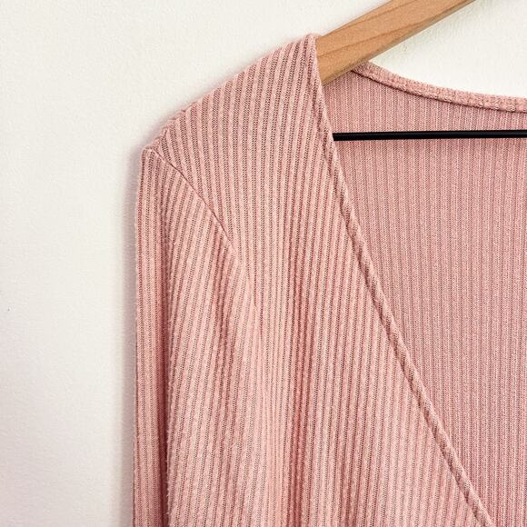 Free People Intimately Ribbed Long Sleeve Bodysuit Pink Size L - Picture 3 of 7